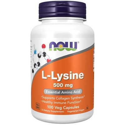 L-Лизин 500 мг L-Lysin 100 капсул Now Foods 13254 фото