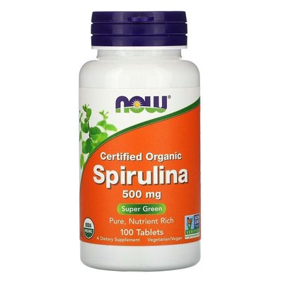 Спирулина 500 мг Spirulina 100 таблеток Now Foods 13357 фото
