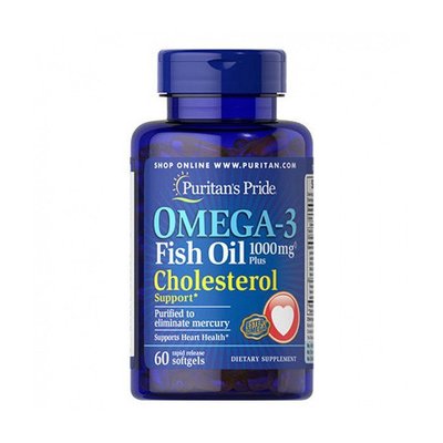 Омега-3 Рыбий жир Omega-3 Fish Oil Plus Cholesterol Support 60 капсул Puritan's Pride 13786 фото