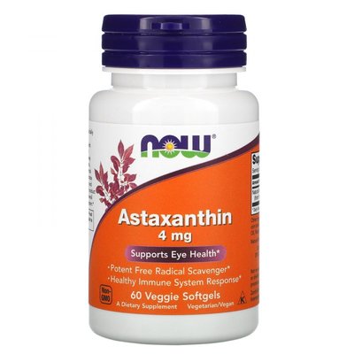 Астаксантин, 10 мг, 60 капсул Now Foods 13942 фото