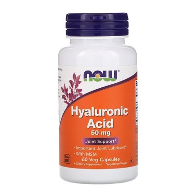 Гиалуроновая кислота 50 мг Hyaluronic Acid 60 капсул Now Foods 13337 фото