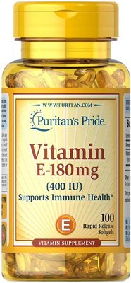 Витамин Е-400 Vitamin IU 400 МЕ 100 гелевых капсул Puritan's Pride 13624 фото